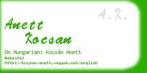 anett kocsan business card